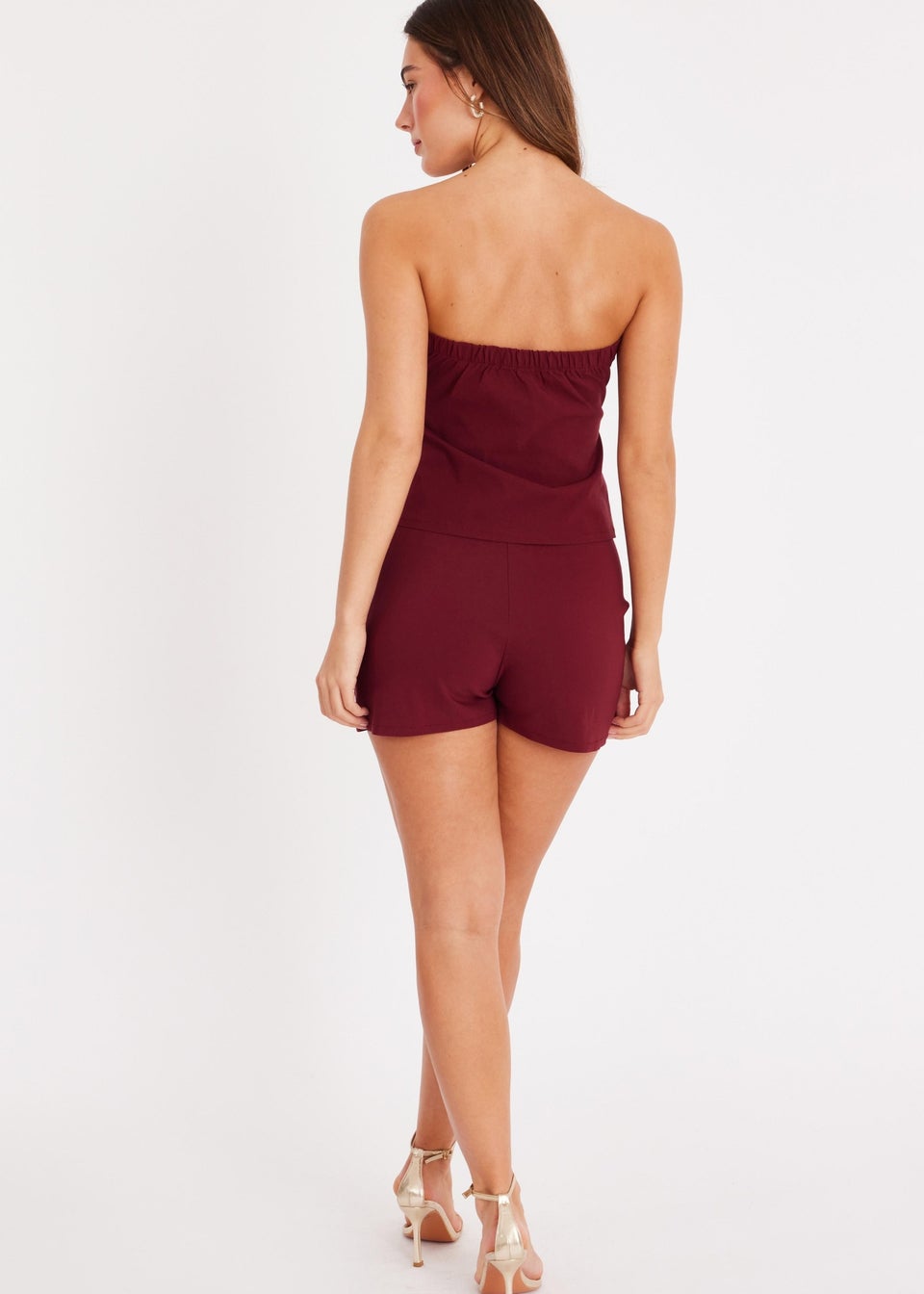 Quiz Burgundy Button Embellished Wrap Skort
