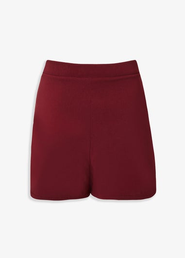 Quiz Burgundy Button Embellished Wrap Skort