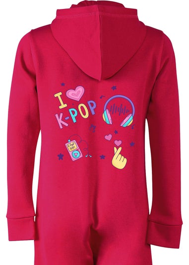 Ada & Ted Brands In I Love K-Pop Girls Hot Pink Graphic Onesie (3-13 Years)