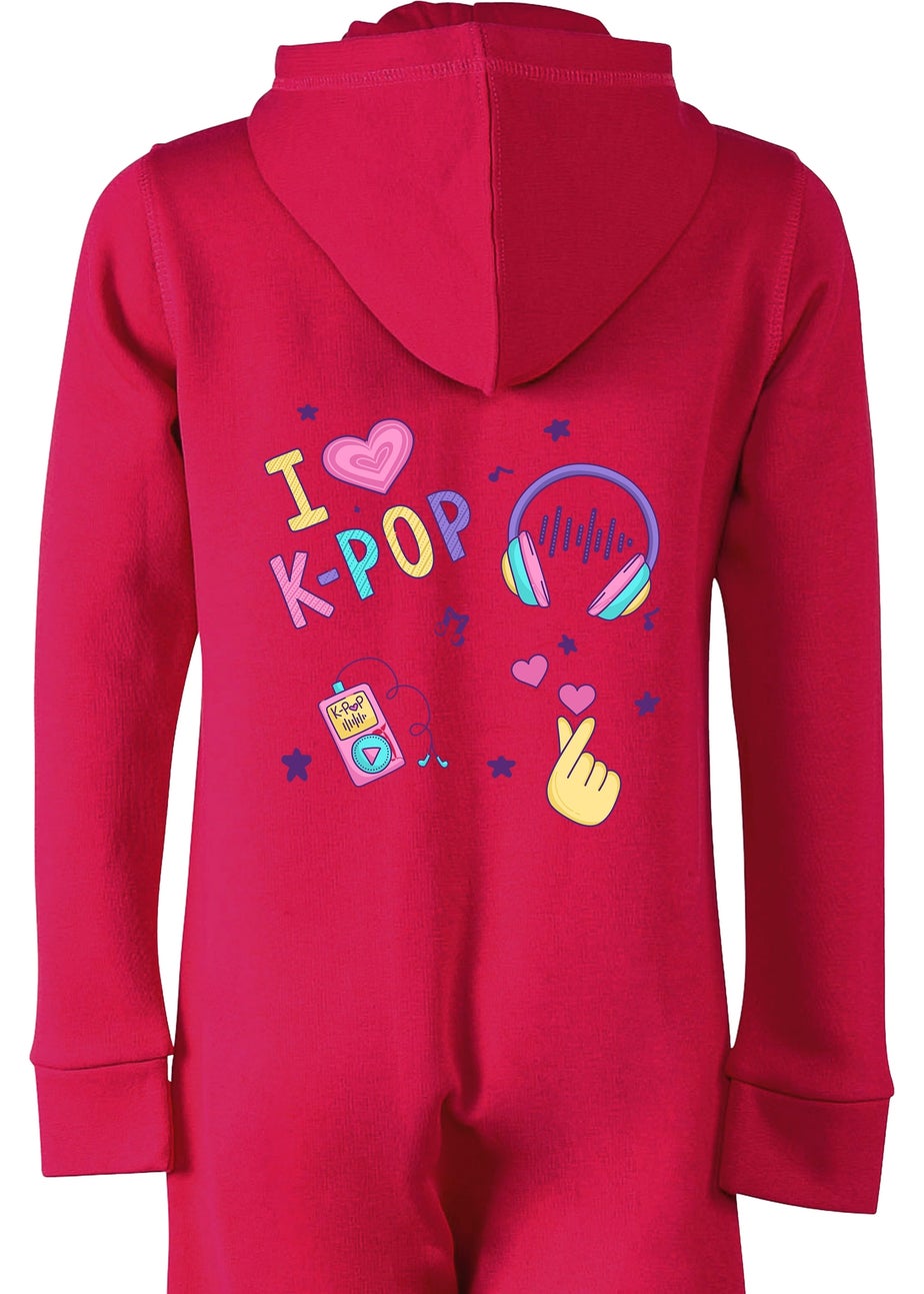 Ada & Ted Brands In I Love K-Pop Girls Hot Pink Graphic Onesie (3-13 Years)