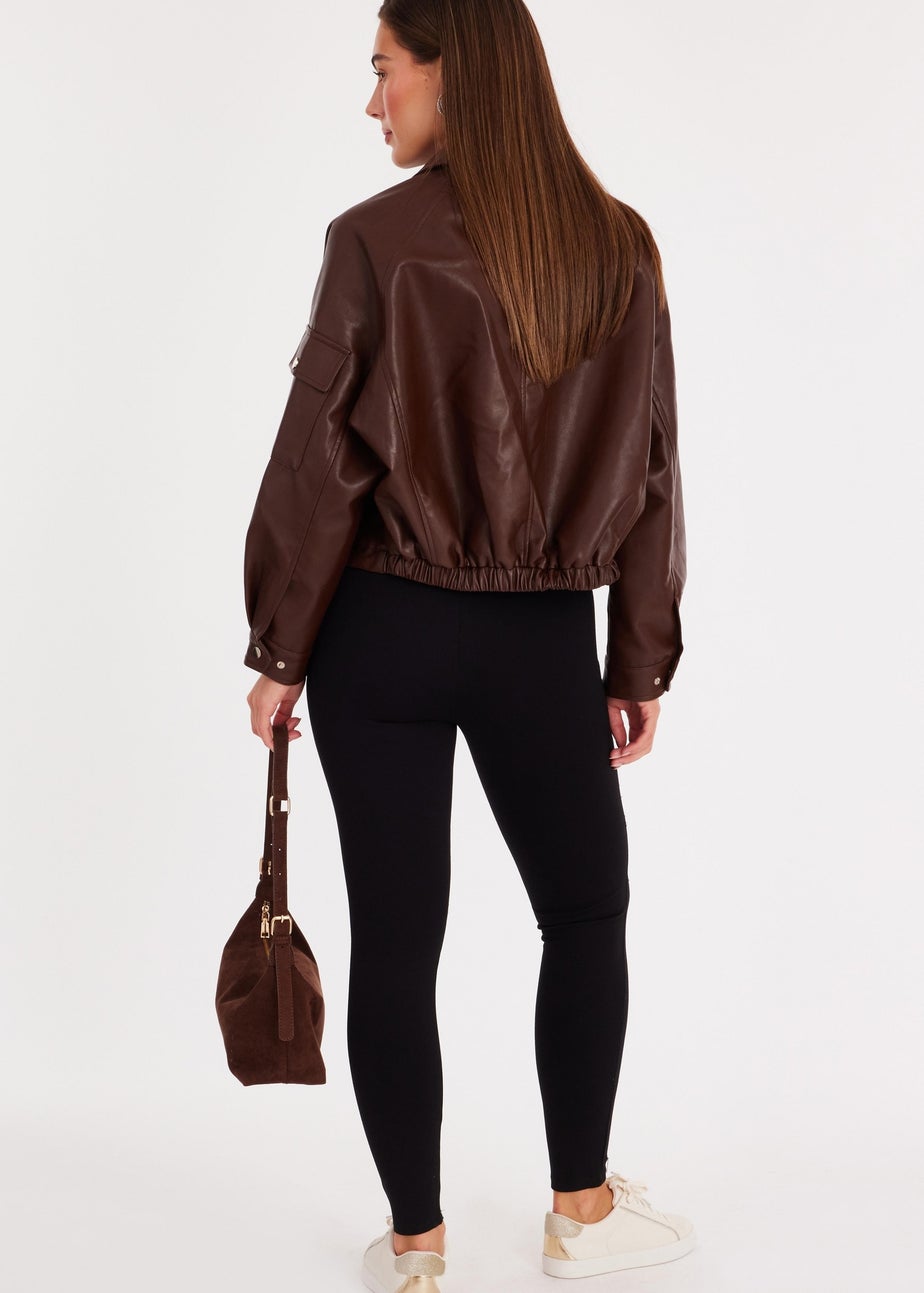 Quiz Black Button Front Leggings