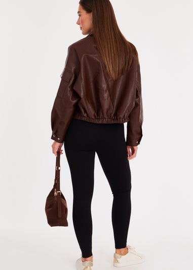 Quiz Black Button Front Leggings