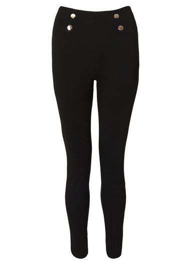 Quiz Black Button Front Leggings