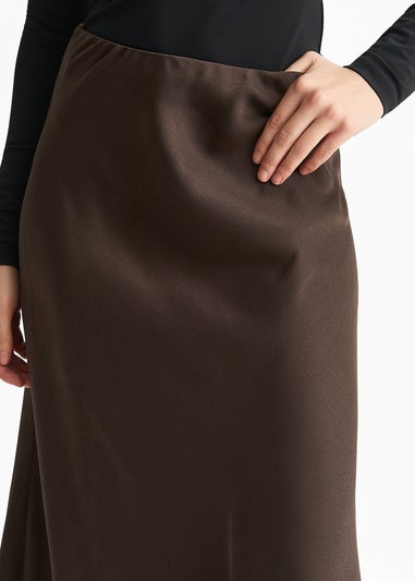 Gini London Chocolate Bias Midi Skirt