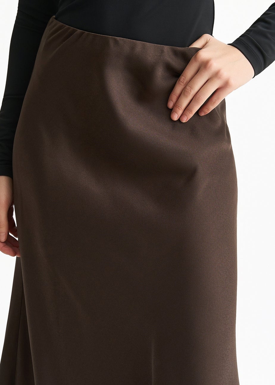 Gini London Chocolate Bias Midi Skirt