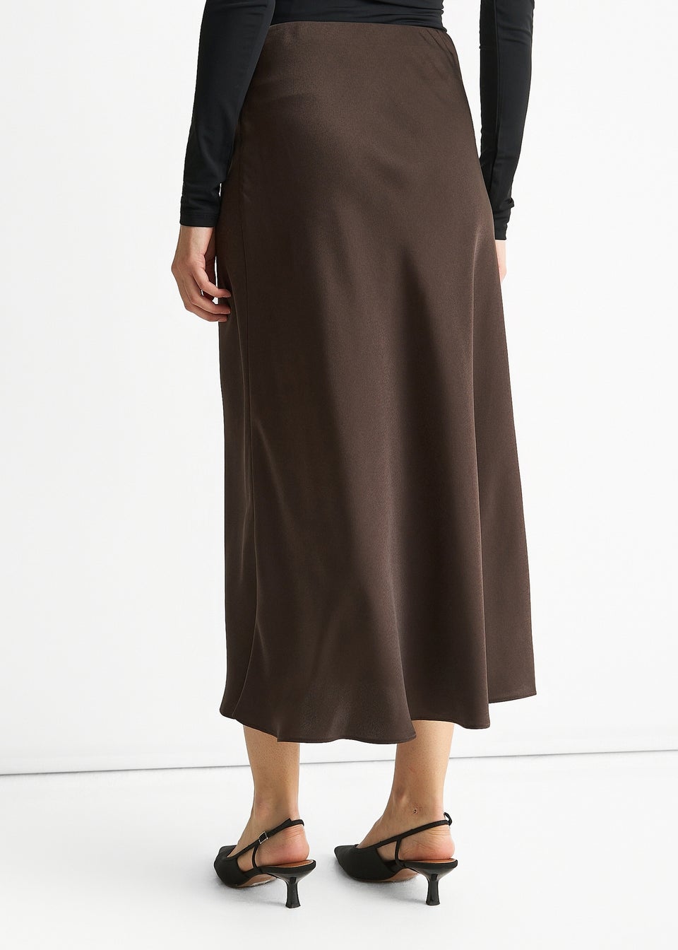 Gini London Chocolate Bias Midi Skirt