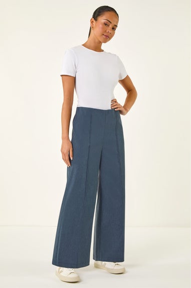 Roman Denim Petite Pintuck Wide Leg Stretch Trouser