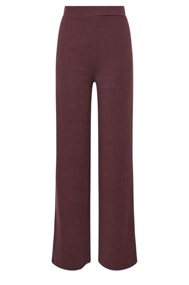 Long Tall Sally Berry Red Textured Wide Leg Trousers