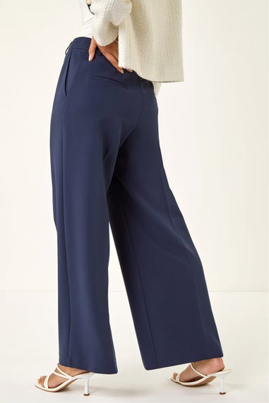 Roman Navy Pleat Front Wide Leg Trouser