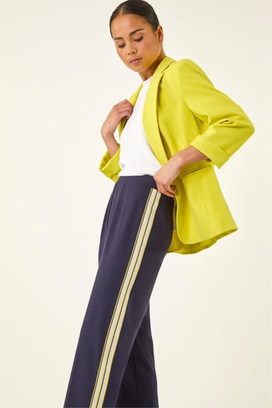 Roman Navy Petite Side Stripe Stretch Trouser