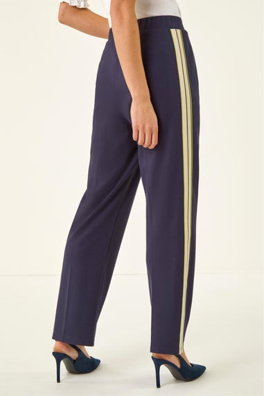 Roman Navy Petite Side Stripe Stretch Trouser