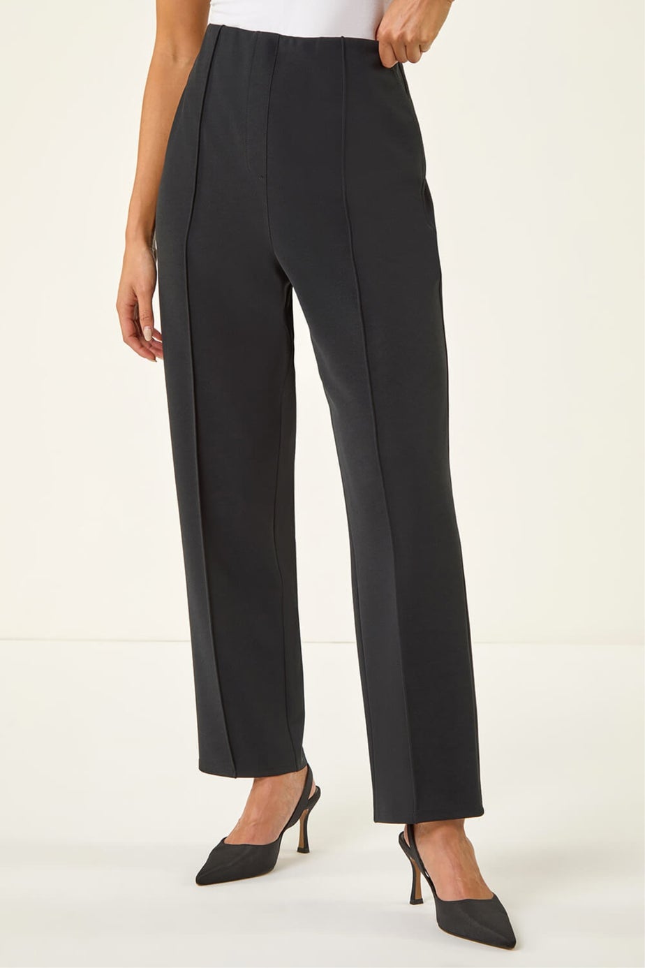Roman Black Petite Premium Stretch Twill Trouser