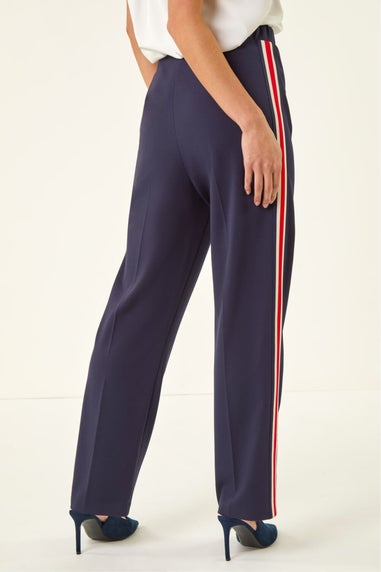 Roman Navy Petite Side Stripe Stretch Trouser