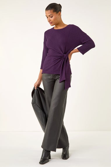 Roman Purple Textured Asymmetric Wrap Top
