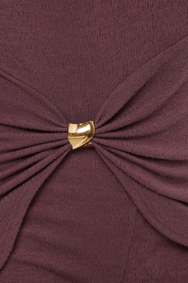 Long Tall Sally Berry Red Metal Trim Textured Top