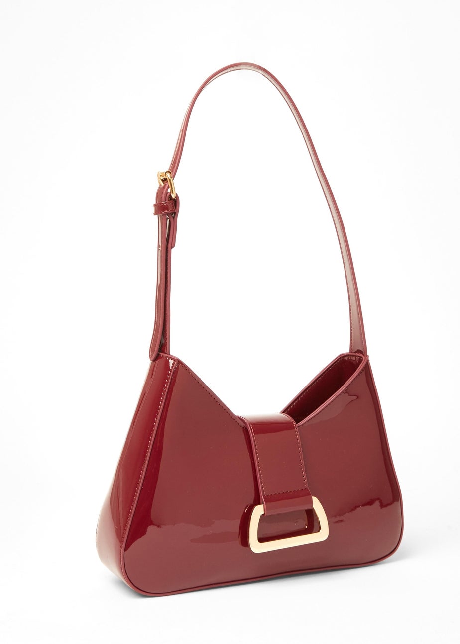 Quiz Burgundy Buckle Detail Shoulder Bag