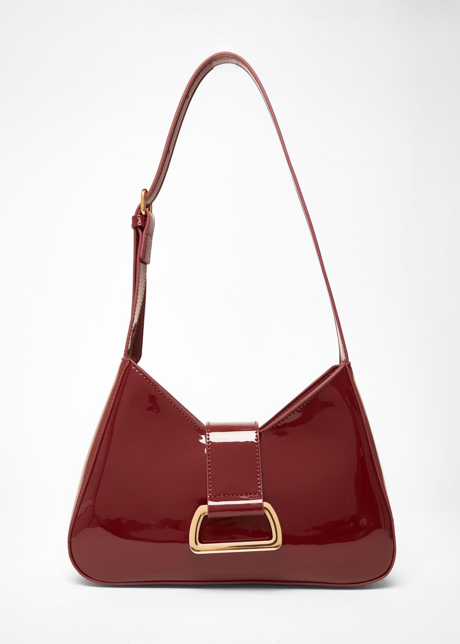 Quiz Burgundy Buckle Detail Shoulder Bag