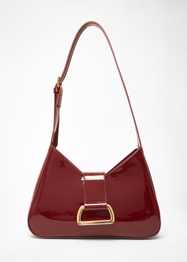 Quiz Burgundy Buckle Detail Shoulder Bag