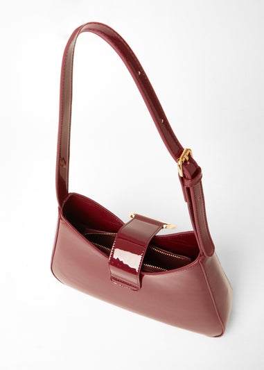 Quiz Burgundy Buckle Detail Shoulder Bag