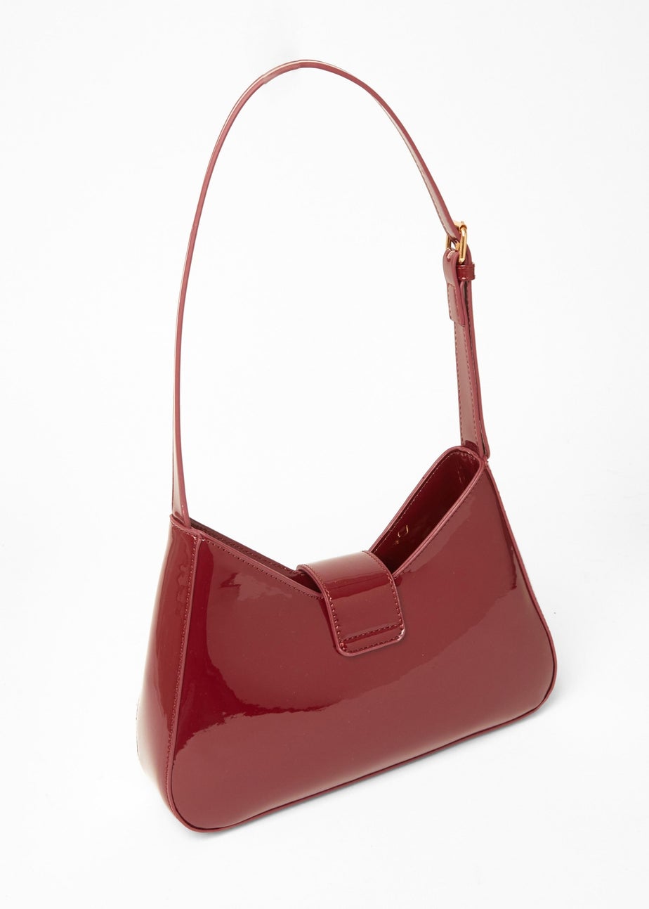 Quiz Burgundy Buckle Detail Shoulder Bag
