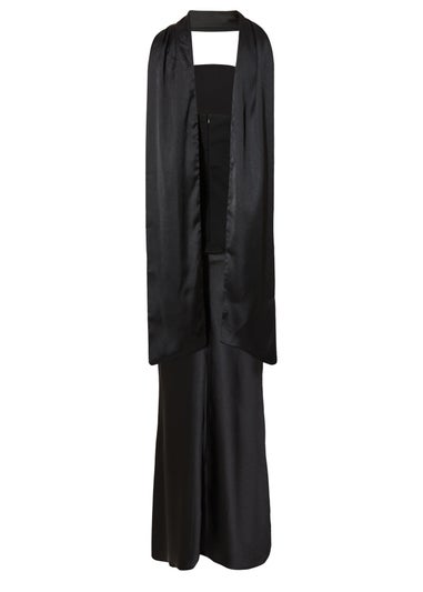 Quiz Black Strapless Satin Skirt Midaxi Dress