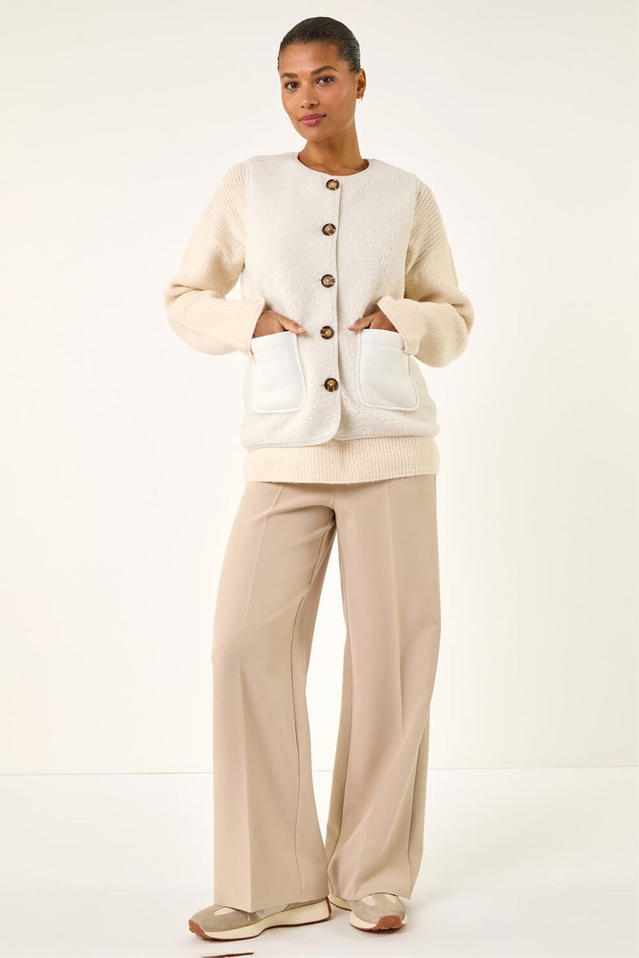 Roman Ivory Fleece Pocket Gilet