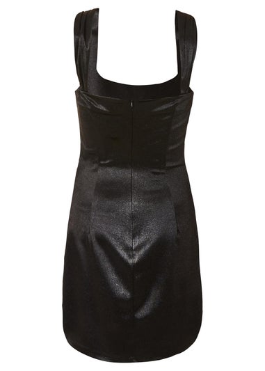 Quiz Black Satin Corset Draped Mini Dress