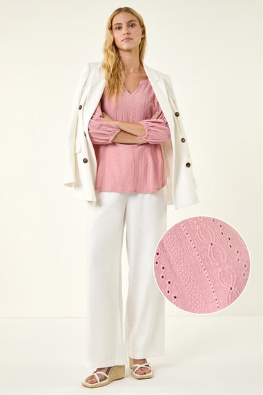 Roman Rose Broderie Detail Tunic Top