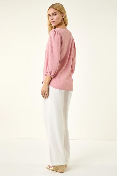 Roman Rose Broderie Detail Tunic Top