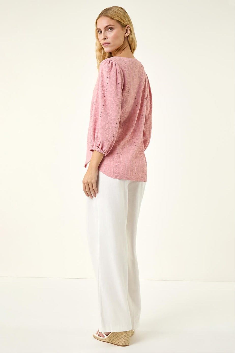 Roman Rose Broderie Detail Tunic Top