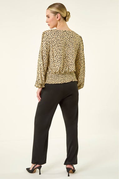 Roman Stone Petite Printed Shirred Band Top