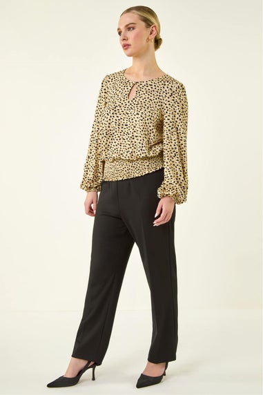 Roman Stone Petite Printed Shirred Band Top