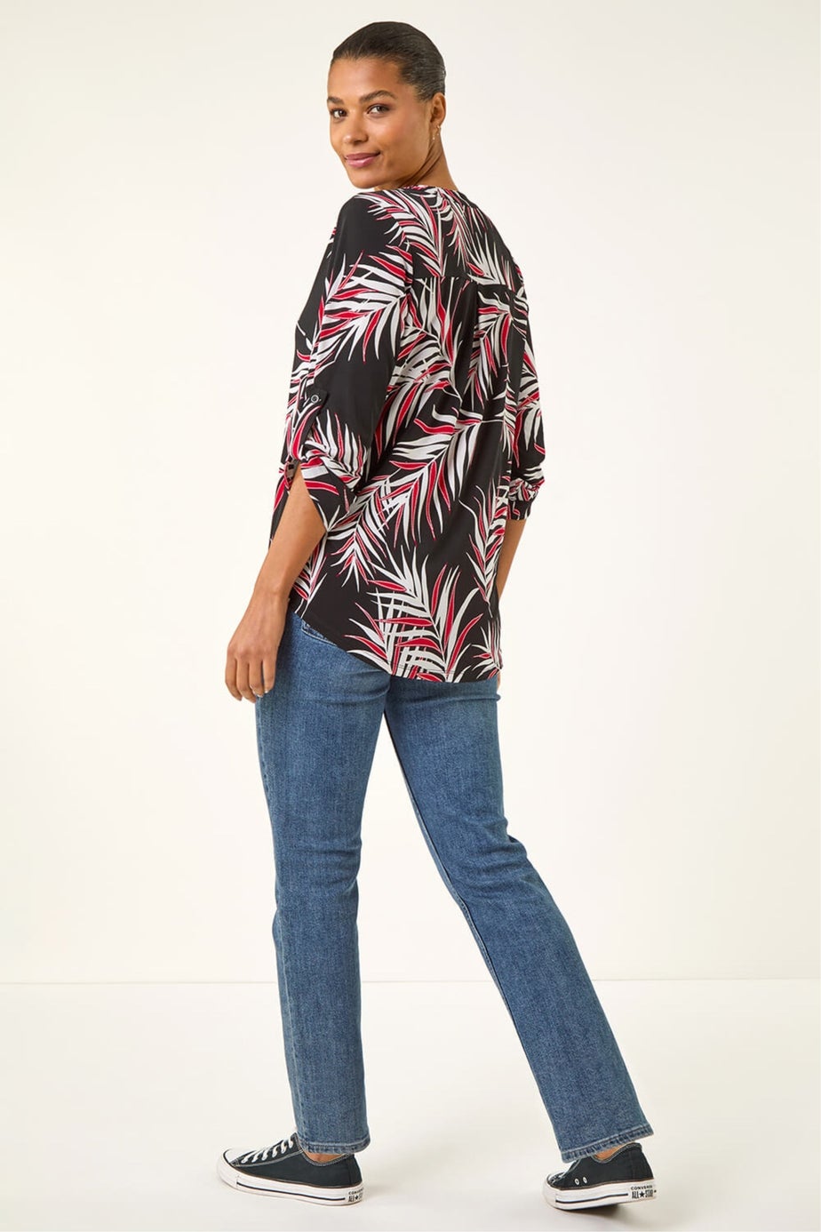 Roman Red Textured Leaf Puff Print Shirt