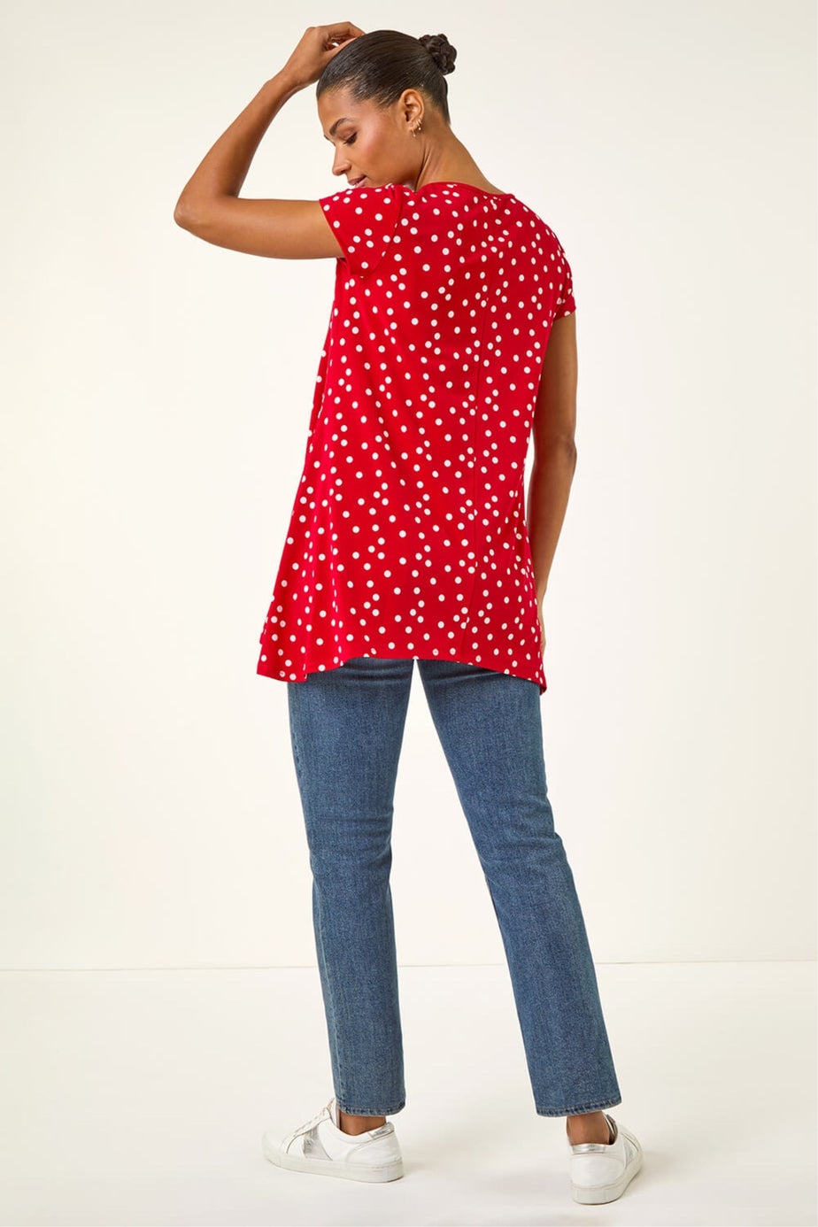 Roman Red Polka Dot Hanky Hem Top