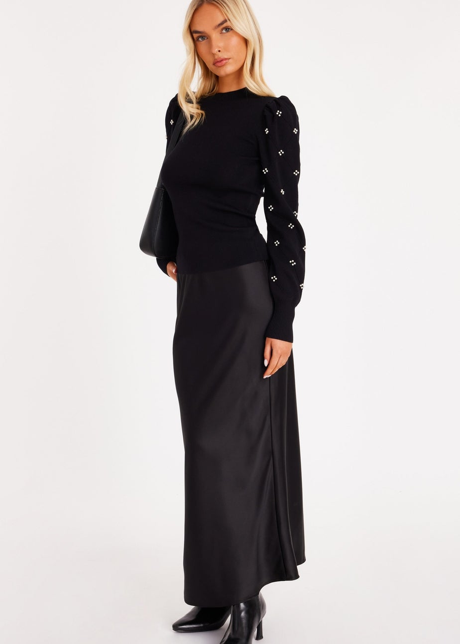 Quiz Black Pearl Sleeve Jumper
