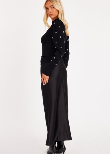 Quiz Black Pearl Sleeve Jumper