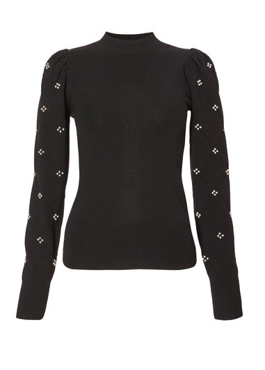 Quiz Black Pearl Sleeve Jumper