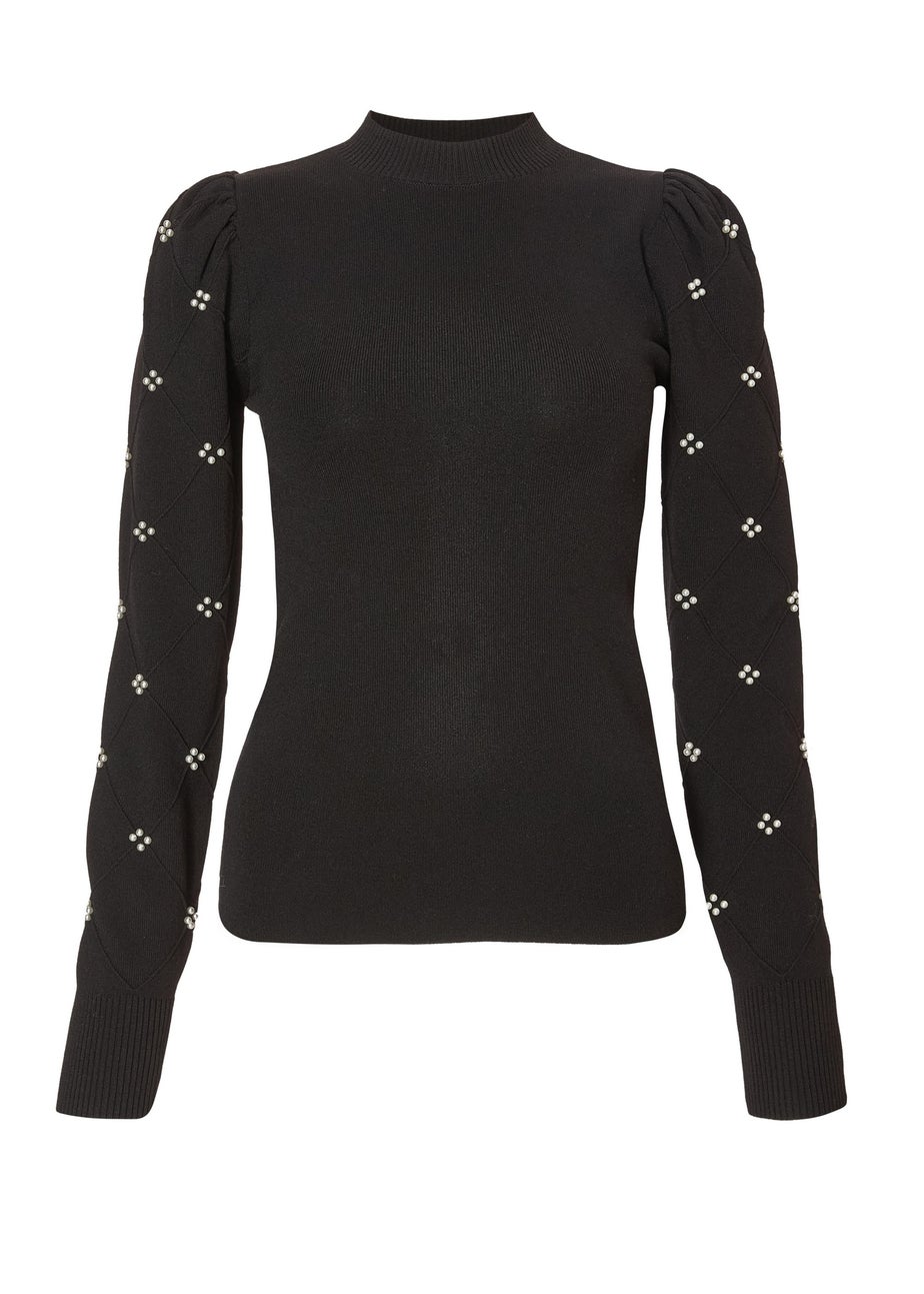 Quiz Black Pearl Sleeve Jumper