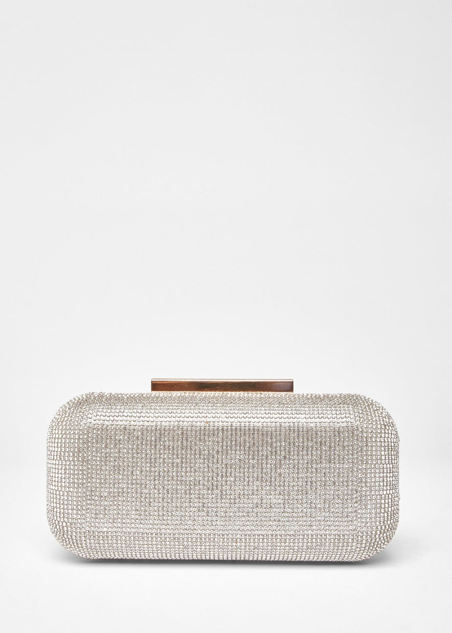 Quiz Silver Diamantine Box Bag