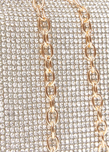 Quiz Silver Diamantine Box Bag