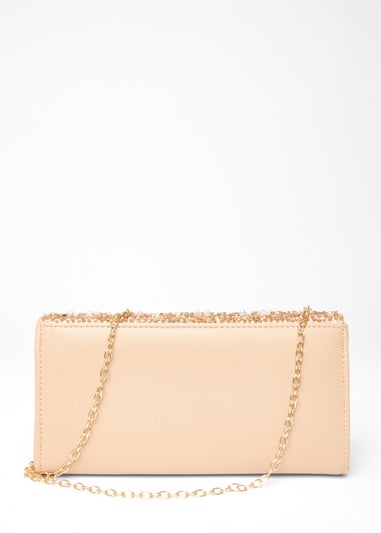 Quiz Natural Sequin Embellished Clutch Bag