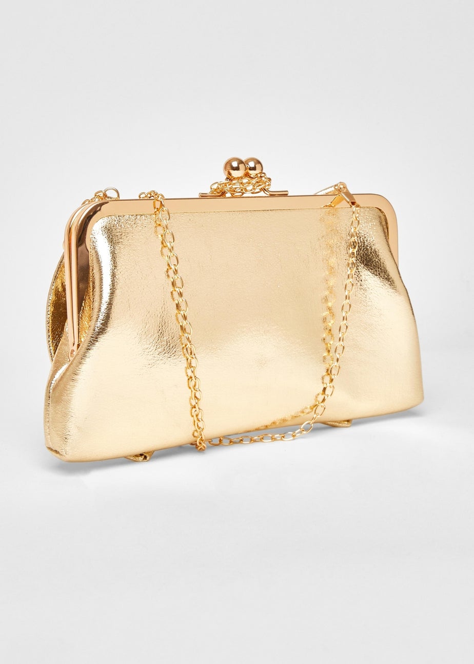 Quiz Gold Bow Clutch Bag