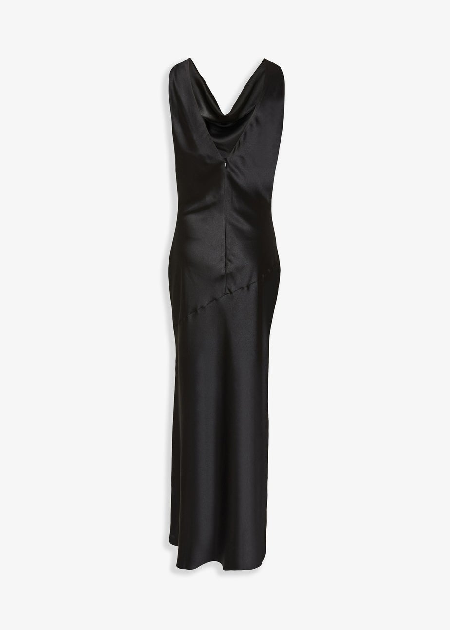 Quiz Black Satin Cowl Neck Maxi Dress