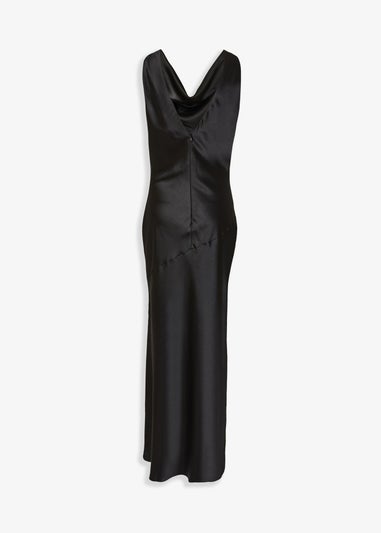 Quiz Black Satin Cowl Neck Maxi Dress