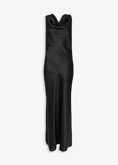 Quiz Black Satin Cowl Neck Maxi Dress