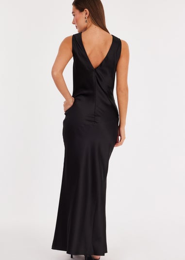 Quiz Black Satin Cowl Neck Maxi Dress