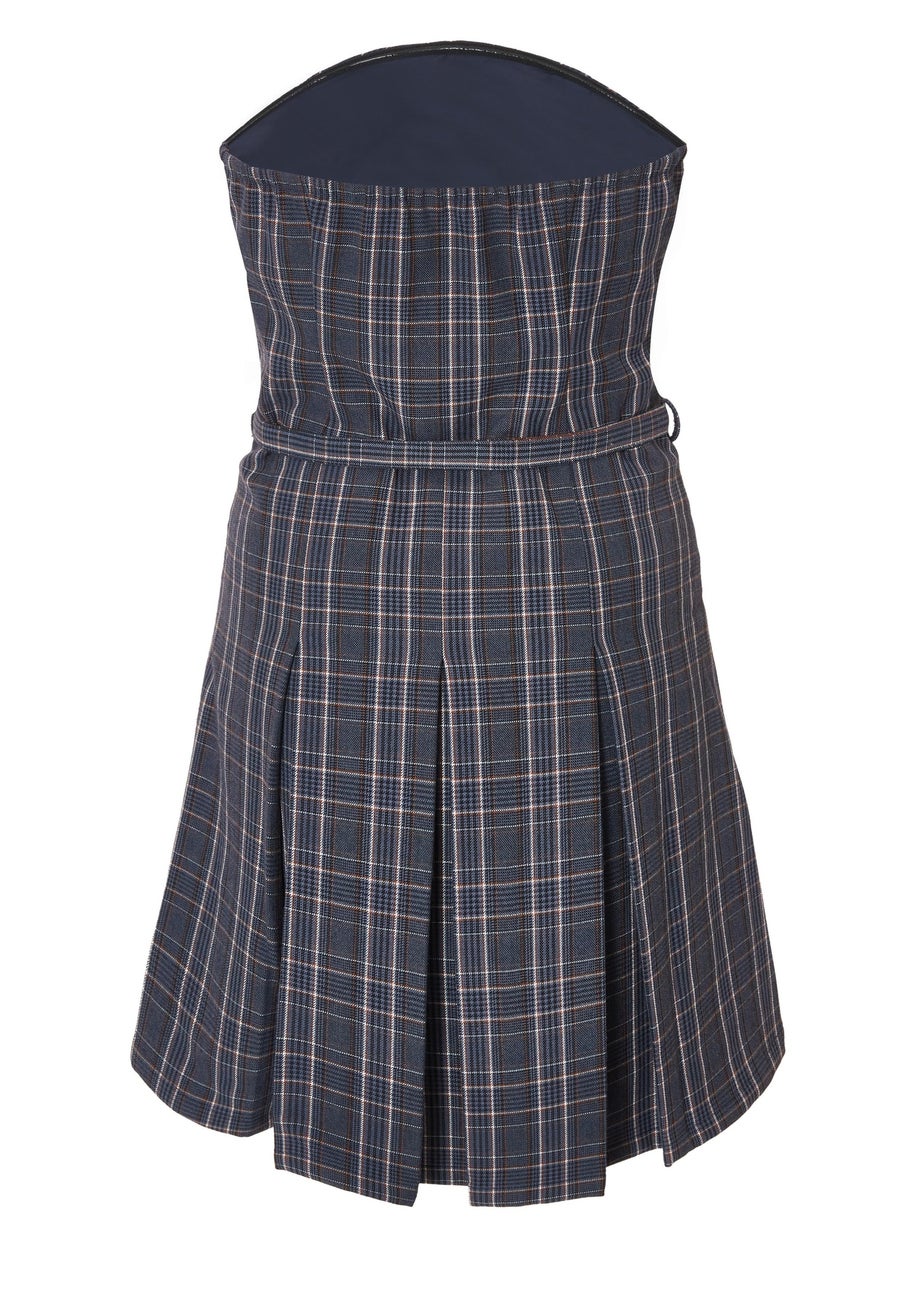 Quiz Blue Check Woven Strapless Mini Dress
