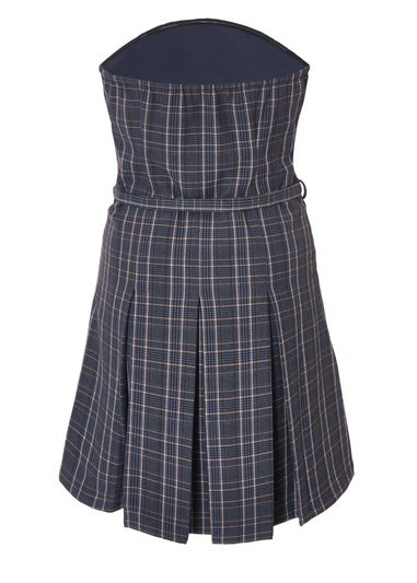 Quiz Blue Check Woven Strapless Mini Dress