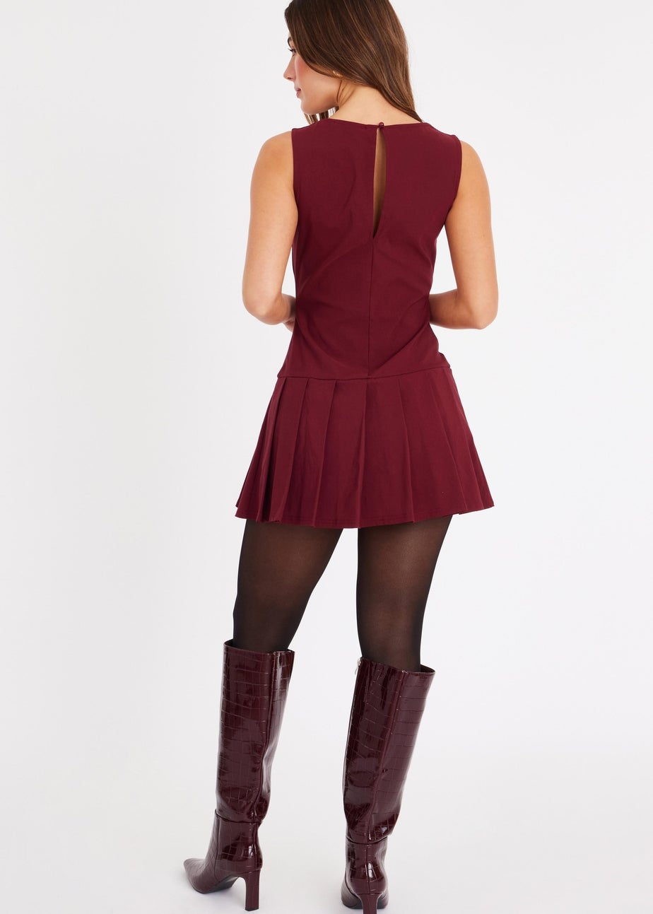 Quiz Burgundy Button Detail Skort Dress