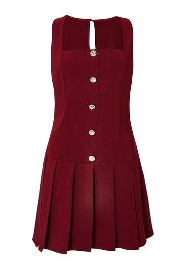 Quiz Burgundy Button Detail Skort Dress